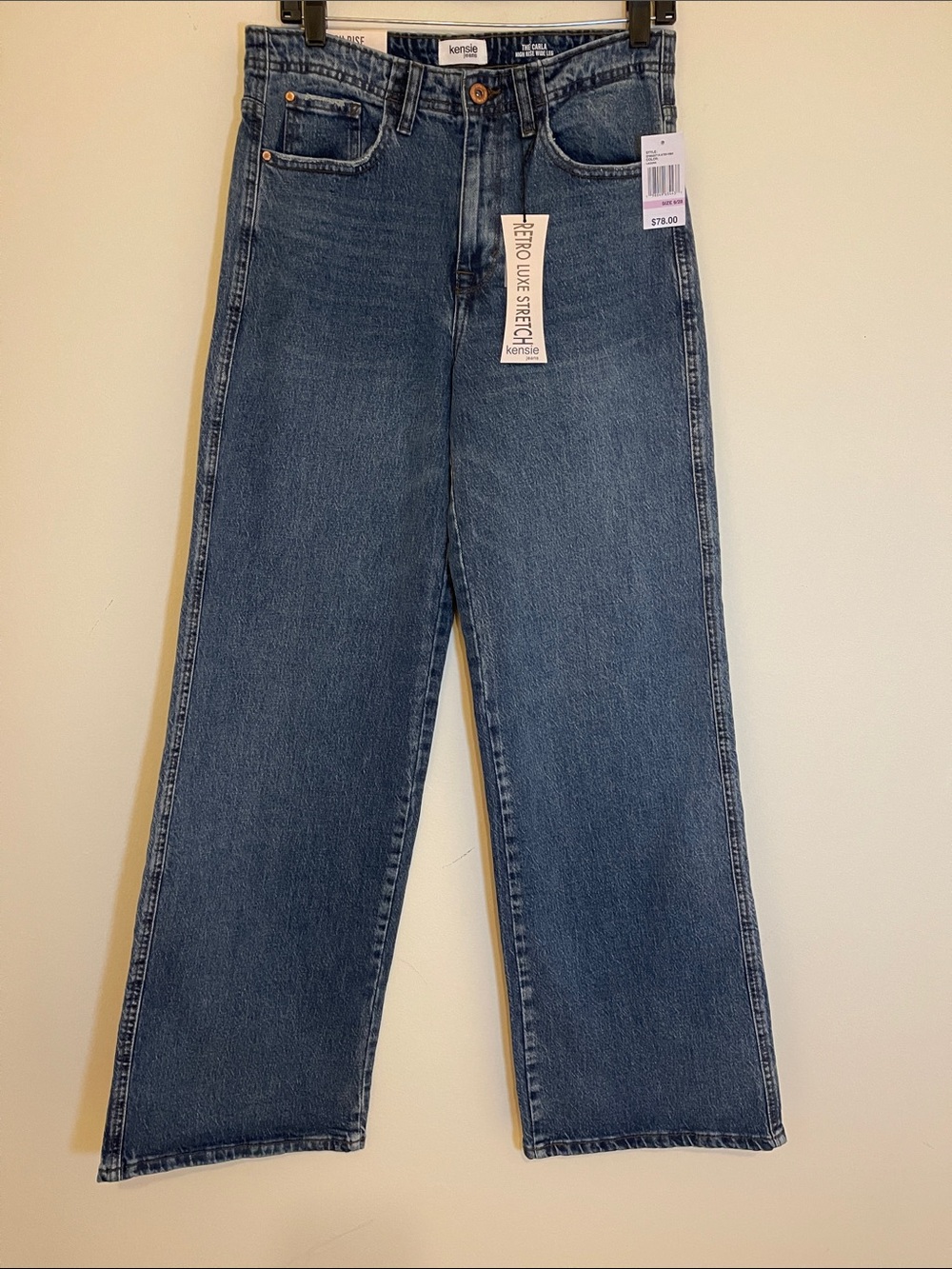 Kensie The Carla High Rise Wide Leg Jeans in Medium Blue 6/28